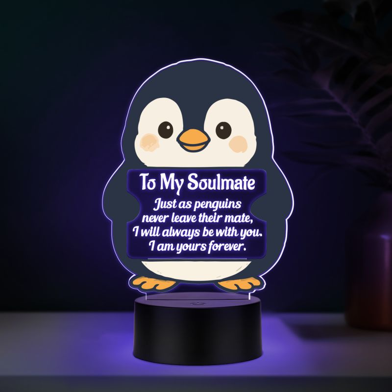 Couples Led Night Lamp Gift Item for Wedding, Anniversary, Birthday & Valentine's Day Romantic Gift for Couples Multicolored Light (to My Soulmate Gift)